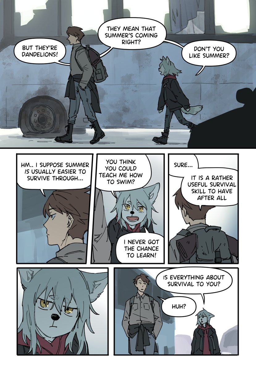 Did a lil 4 page test comic of an older story idea of mine (basically zombie apocalypse but replace zombies with werewolves, and the protag is the only known werewolf that didn't go crazy feral) 🐺 