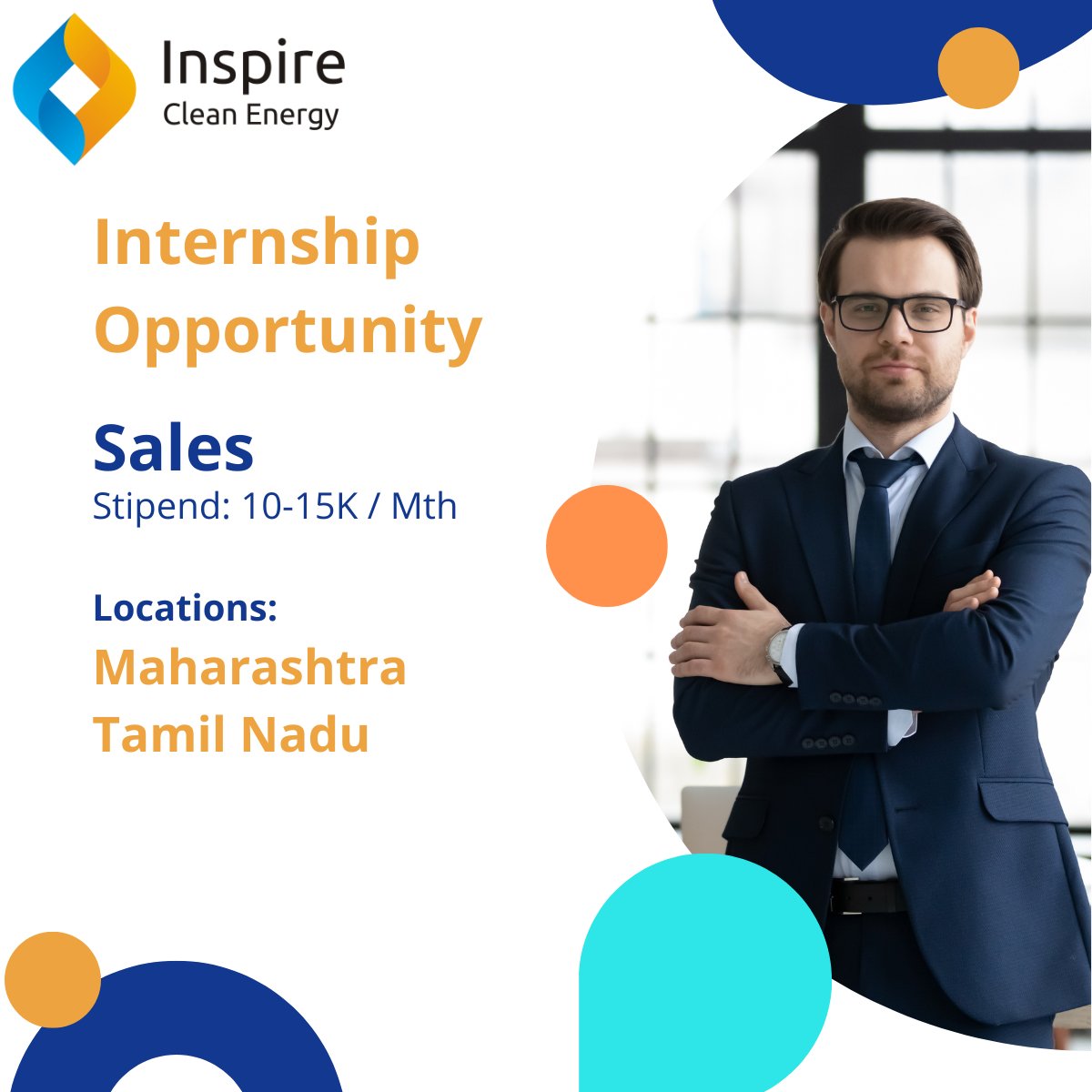 inspire_ce's tweet photo. #Internship #Sales #SolarPV
Stipend: 10-15K / Mth ; Location: #Maharashtra &amp; #TamilNadu
Comment "Interested" to apply. https://t.co/GkTbFJKyya