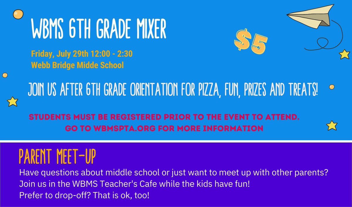 Looking forward to meeting our sixth grade Jaguars and parents. Counting down the days! 🎉#TheWebbWay #WeAreWebbBridge <a href="/WebbBridgeMS/">Webb Bridge MS</a> <a href="/wbms_pta/">Webb Bridge MS PTA</a>