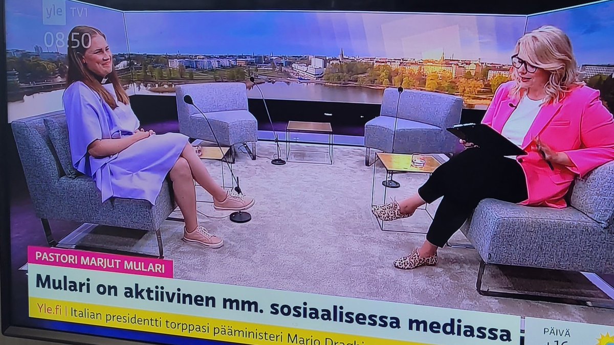 Pappi @MarjutMulari <a href="/YleTV1/">Yle TV1</a> #aamutv:ssa kertomassa instariparista, jota on pitänyt koko viikon.

T: "Mitä muutoksia toimintasi on saanut aikaan?" 
M: "Ihmiset ovat tarttuneet Raamattuun ja lähteneet kirkkoon."

<a href="/Haagansrk/">Haagan seurakunta</a> <a href="/kirkko_evl/">Suomen ev.lut.kirkko</a>