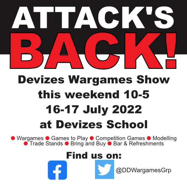 DDWargamesGrp's tweet photo. It’s this weekend #Attack2022. Come and visit @DevizesSchool for #wargaming at it’s best. #Devizes https://t.co/xUk1ZGMSqR