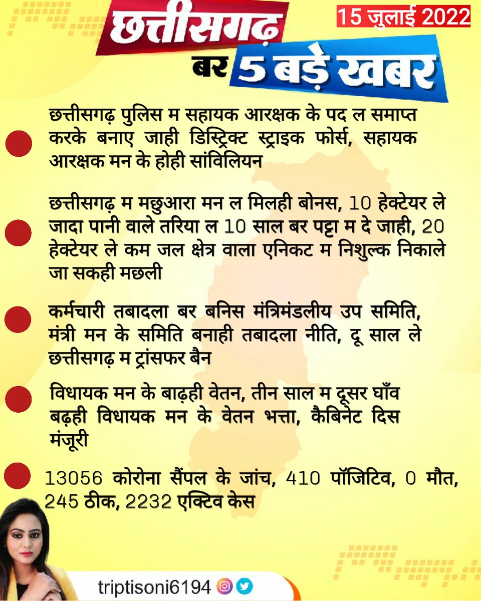 छत्तीसगढ़ बर 5 बड़े खबर
#ChhattisgarhNews