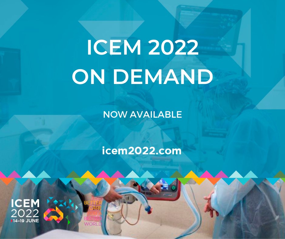 acemonline's tweet photo. If you missed #ICEM22 you can now register to access the entire conference on demand for 12 months! Registration for on demand access closes 22 July 2022.
Register for on demand access: https://t.co/1DWN3v8Chq
#EmergencyMedicine #BetterCare4ABetterWorld https://t.co/m8UNyjS23z