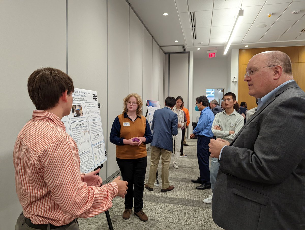 VADavisLab1's tweet photo. Fabulous poster session by our @NSF #EFRI @AuburnU research fellows. Outstanding how much these high school students accomplished in 6 weeks! #plastics #sustainability https://t.co/OYzw2KKYMq