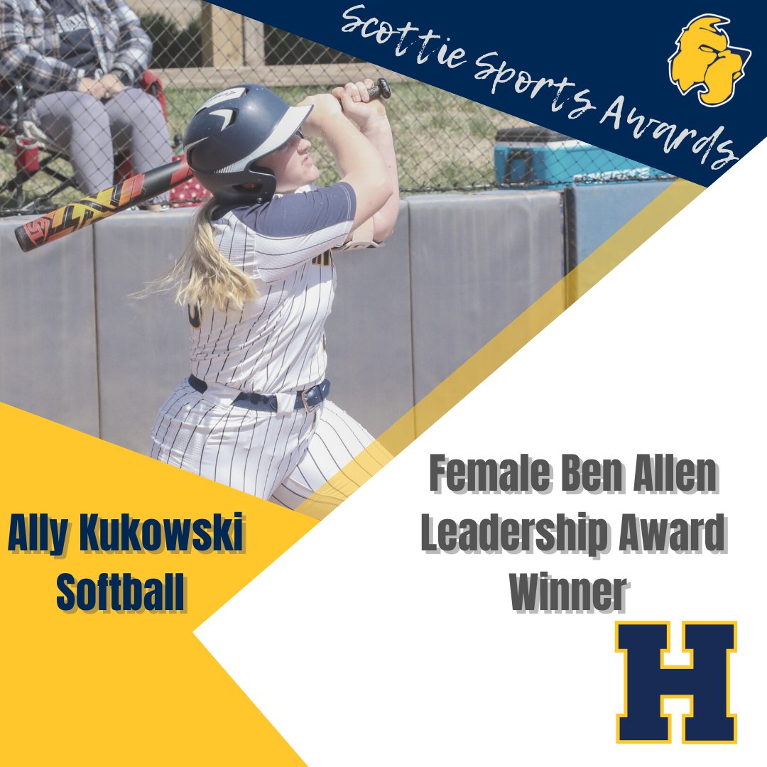 Scottie Sports Awards 

Congratulations to Ally Kukowski (Softball) on receiving the Female Ben Allen Leadership Award Winner of the Year. Here at Highland Community College we are proud of you. 🎊🎉🎈