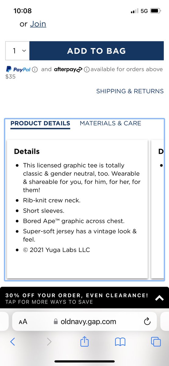 BoredApeGazette's tweet image. DEVELOPING STORY » @OldNavy Has A @BoredApeYC T Shirt Available Online For $19.99

The shirt features Bored Ape #7285. Full story coming soon