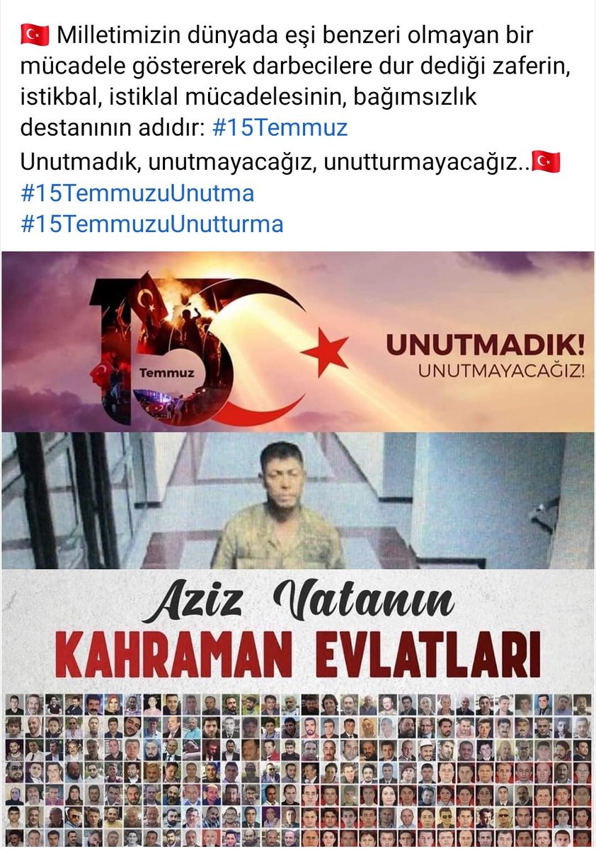 B.KAYA (@_blnt_ky_) on Twitter photo 🇹🇷Milletimizin dünyada eşi benzeri olmayan bir mücadele göstererek hain darbecilere dur dediği zaferin,istiklal mücadelesinin,bağımsızlık destanının adıdır #15Temmuz Unutmadık,unutmayacağız, unutturmayacağız.🇹🇷
<a href="/RTErdogan/">Recep Tayyip Erdoğan</a>
<a href="/dbdevletbahceli/">Devlet Bahçeli</a>
<a href="/suleymansoylu/">Süleyman Soylu</a>
#15TemmuzuUnutmayacağız 🇹🇷Milletimizin dünyada eşi benzeri olmayan bir mücadele göstererek hain darbecilere dur dediği zaferin,istiklal mücadelesinin,bağımsızlık destanının adıdır #15Temmuz Unutmadık,unutmayacağız, unutturmayacağız.🇹🇷
<a href="/RTErdogan/">Recep Tayyip Erdoğan</a>
<a href="/dbdevletbahceli/">Devlet Bahçeli</a>
<a href="/suleymansoylu/">Süleyman Soylu</a>
#15TemmuzuUnutmayacağız