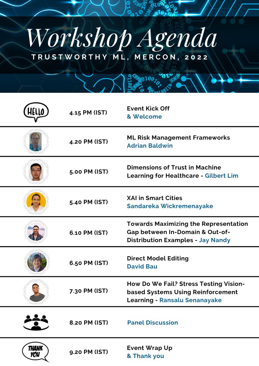 wsanda89's tweet photo. Have you not registered yet for the workshop on Trustworthy ML? Limited seats left. Register NOW. 
Registration is FREE, and the workshop is conducted ONLINE.

Reg link -https://t.co/lFPIBUCBEp

More details: https://t.co/dcFh2bgaHH
#trustworthyml #MachineLearning https://t.co/vOvSStSHvV