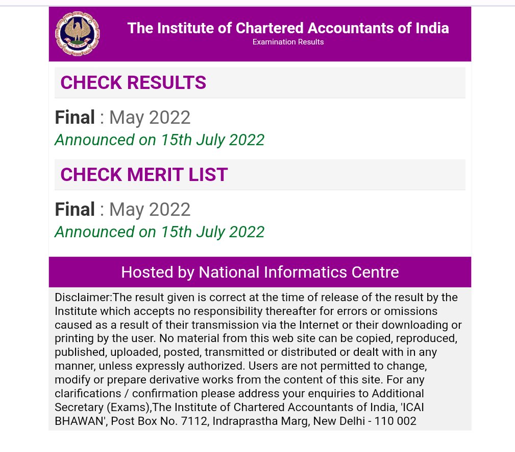 Taxation Updates 📊 on Twitter "Results of the Chartered Accountants Final Examination held in
