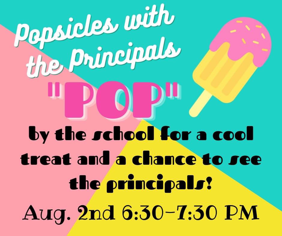 To kick off the new school year, we are are inviting our Silverlake families to our 2nd annual "Popsicles with the Principals" event on August 2nd! Mark your calendars now.  We hope to see you there! #SilverlakeSTARS #WeArePearlandISD
