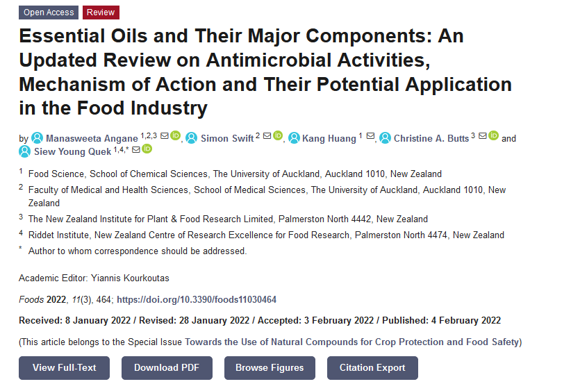 Foods_MDPI's tweet photo. #mdpifoods #Review_Collection📝
Recommend the Review "#Essential_Oils and Their Major Components: An Updated Review on #Antimicrobial Activities, Mechanism of Action and Their Potential Application in the Food Industry" by Manasweeta Angane et al
https://t.co/TVdmwHKoZL https://t.co/wPVnne7dSu
