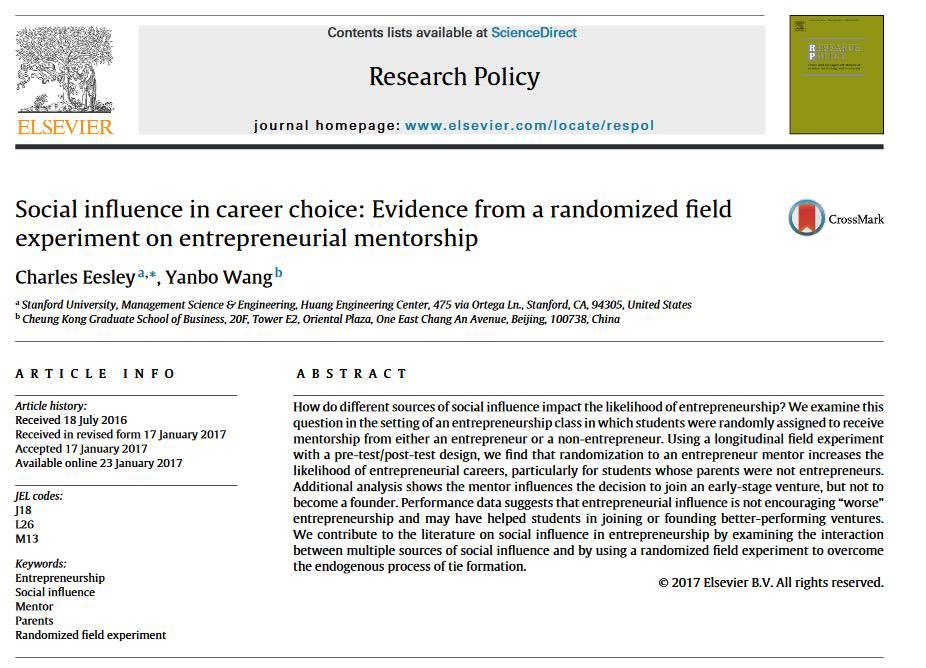 Mentoring lets you shape lives. For example, if you are an entrepreneur who wants to encourage others, mentor students! This study showed that students who were randomly assigned mentors who were entrepreneurs had between a 30% &amp; 300% greater chance to become founders themselves.