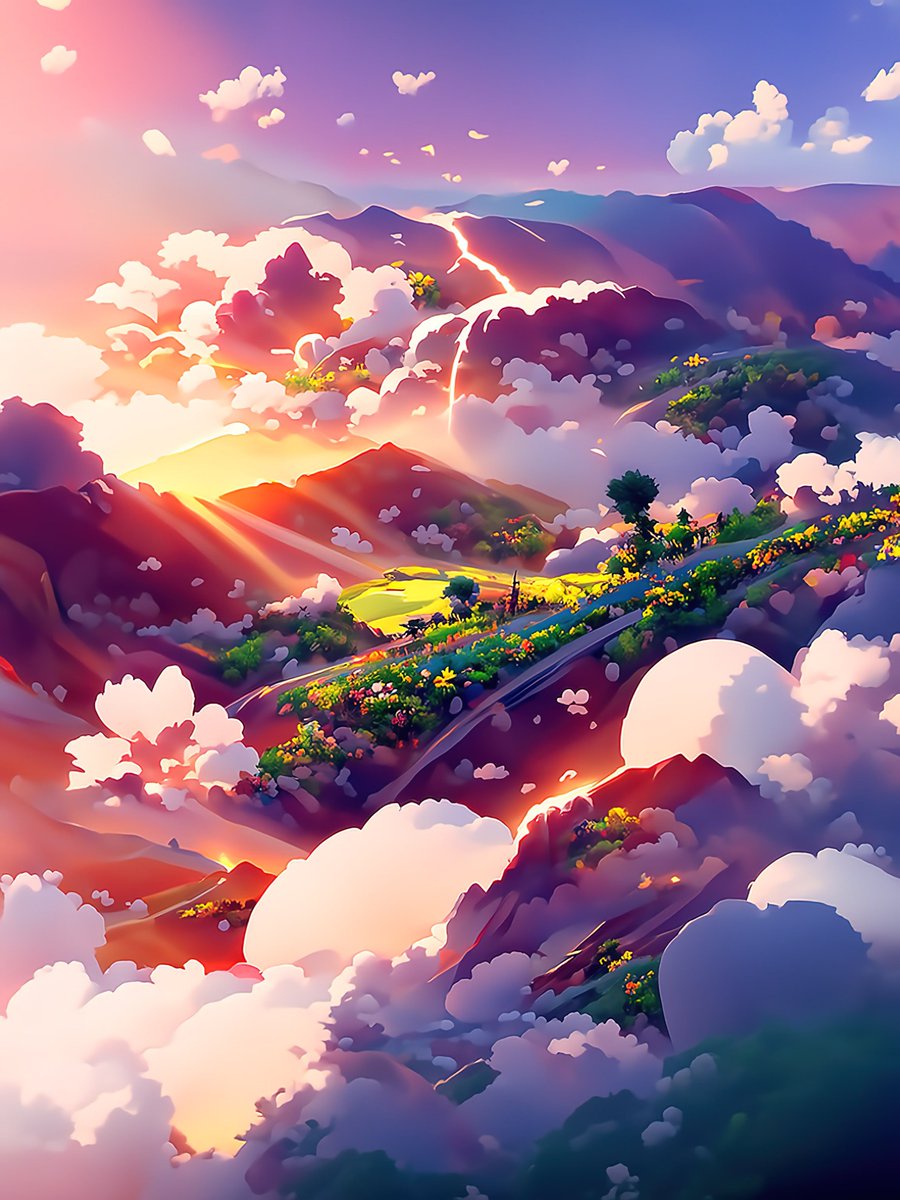 holosomnia's tweet photo. 🏞️ Colorful last (and best) piece of the #holoscapes #nft collection, Morning Storm — on sale at @foundation.

https://t.co/9ZAvipgYhF https://t.co/CZ1d0IWxnY