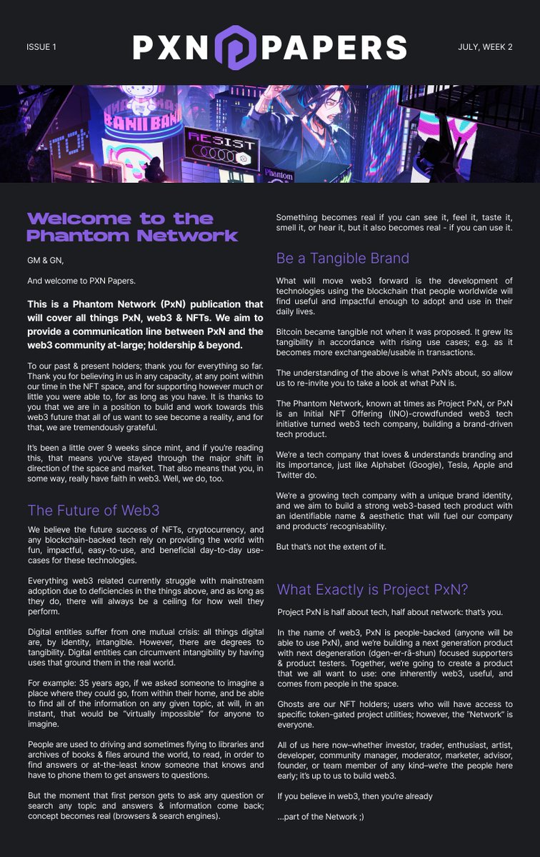 dalefssg's tweet image. So here is @projectPXN 1st PXN Papers. It will only get sexier as we progress... Oh by the way... we are weekly publication... 😘 #pxn #nftcommunity #phantomnetwork
