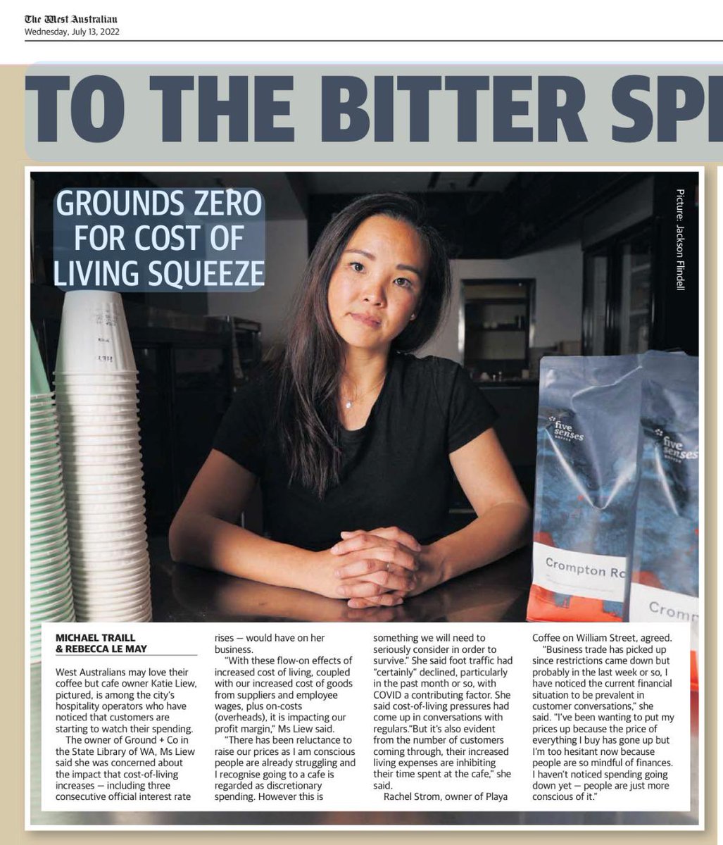 Katie Liew (@pink_cocoon_) on Twitter photo Thanks <a href="/MichaelTraill1/">Michael Traill</a> for highlighting the impacts our economy is facing right now, particularly for small businesses like Ground+Co which for us not only impacts the cafe but our ability to create more impact for people experiencing or at-risk of homelessness 💔<a href="/westaustralian/">The West Australian</a> Thanks <a href="/MichaelTraill1/">Michael Traill</a> for highlighting the impacts our economy is facing right now, particularly for small businesses like Ground+Co which for us not only impacts the cafe but our ability to create more impact for people experiencing or at-risk of homelessness 💔<a href="/westaustralian/">The West Australian</a>