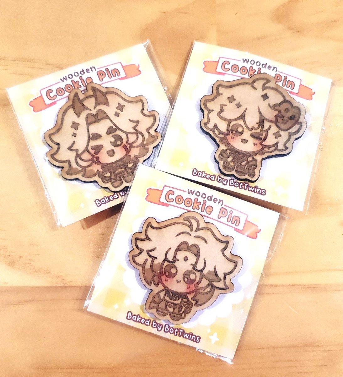 BotTwinsArt's tweet photo. Made some little wood pins for Sydney Smash!! They look like little cookies 🥺🥺
#GenshinImpact #Genshinfanart https://t.co/mm8bV3iOwZ