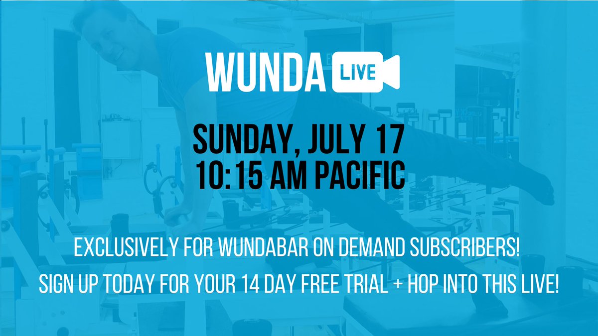 WundaLive with Ryan this Sunday at 10:15 AM PST for a 45 minute workout! Start your free trial at wundabarondemand.com to join!