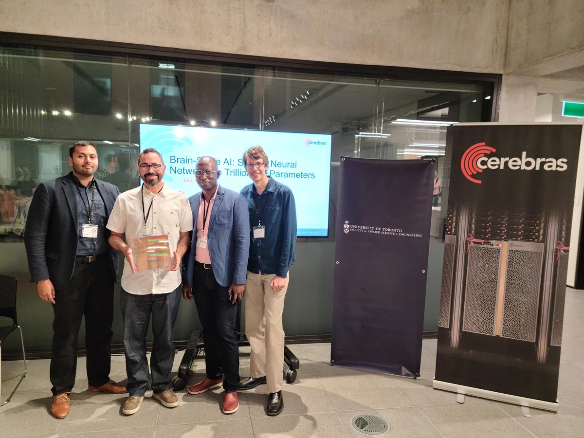 UofTEngDean's tweet photo. @cerebras was in the @uoftengineering #Myhal house today - presenting on their technology and talking about the deep talent pipeline here in Toronto @uoftecc and esp our #PEY students from @eceuoft 1/2 https://t.co/NcJewQiiY8