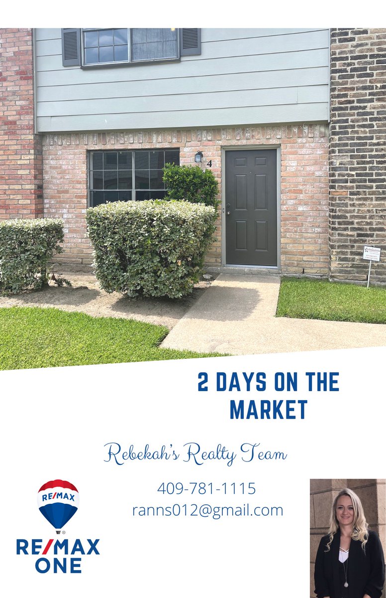 rebekahs_team's tweet photo. Call me I can list your property as well. Rebekah’s Realty Team 4097811115
#rebekahsrealtyteam #listingagent #remaxhustle #condo #sold https://t.co/cEXlO4lNDq