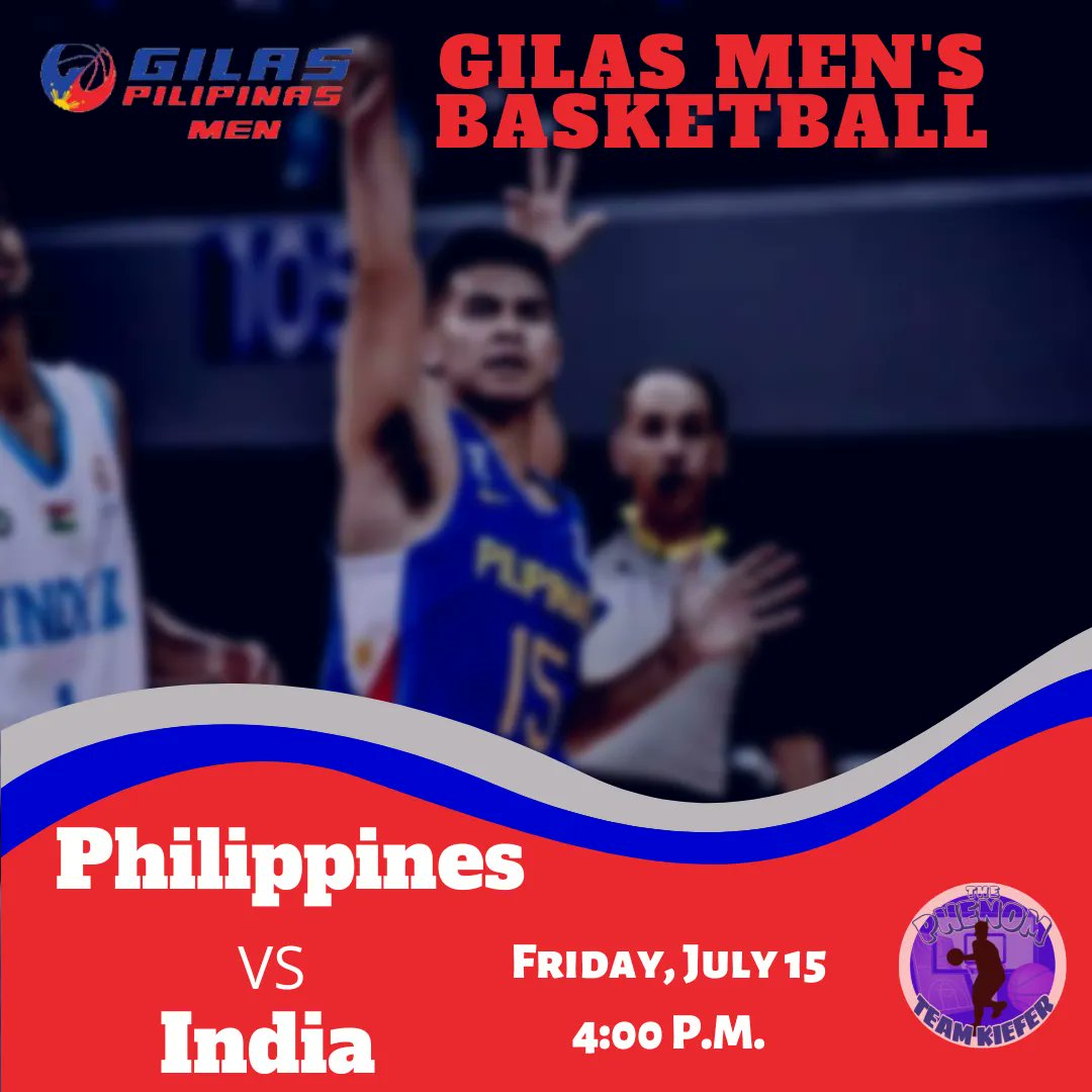 TeamKiefer15's tweet photo. Gilas Pilipinas will face India for their second game in the FIBA Asia Cup 2022. Game will start at 4PM!

LFG, Chief @kieferravena! Laban para sa bayan 🇵🇭 https://t.co/iSlyNNBpOi