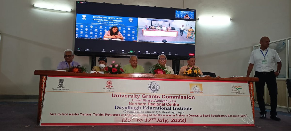 PRIA_India's tweet photo. Day 1-Inaugural session of the 5th @ugc_india Master Training of Northern Zone in #communitybasedparticipatoryresearch course on community engagement @Unnatbharat_Tw takes place with @RTandon_PRIA @sahbhagi_ssk @DEI_Agra https://t.co/wLns1eNJX6