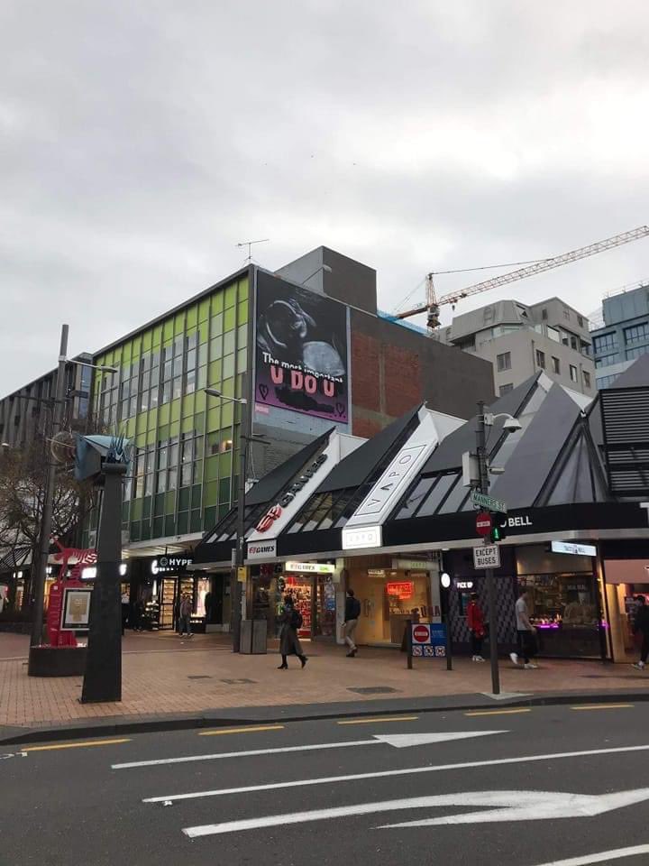 karminakovanda's tweet photo. I love Wellington. A “pro-life” billboard on Cuba street was quickly defaced with “U DO U ❤️” Yas queens https://t.co/1zUJc13Ma6