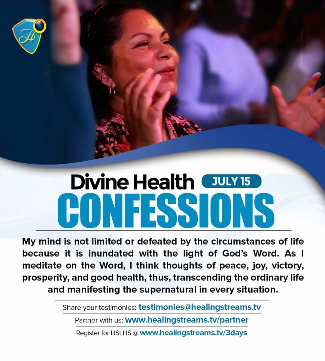 HSTV_'s tweet photo. My mind is not limited or defeated by the circumstances of life....
Hallelujah!
Listen to our podcast on https://t.co/BwBCCXNI6a
#HealingStreamsTV
#DailyHealthConfession
#ChristJesus
#PastorChris
#HSLHS https://t.co/qiutCpAgdk