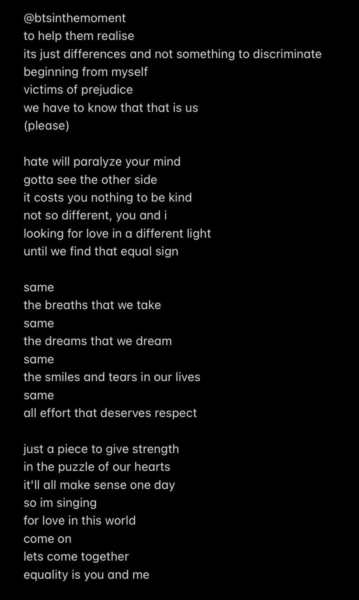 btsinthemoment's tweet photo. jhope's equal sign english translation https://t.co/VENaNgFzPd