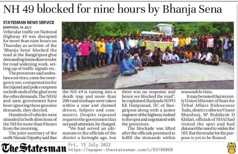 KalingaMBJ's tweet photo. @nitin_gadkari Sir,The Dwarshuni Ghati in Mayurbhanj, the birthplace of the future President of India Hon'ble Mrs Draupadi murmu madam, has become a death trap today.please save us. @PMOIndia @CMO_Odisha @dpradhanbjp @draupadimurmupr @AshwiniVaishnaw @Bishweswar_Tudu @MoSarkar5T https://t.co/gmUJ2Me0v4