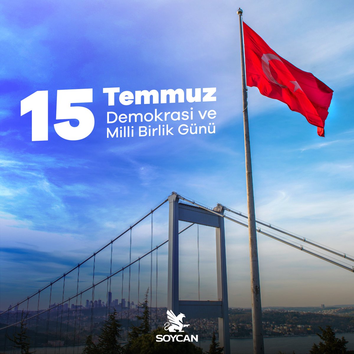 15 Temmuz Demokrasi ve Milli Beraberlik Günü’nde, vatanı için mücadele eden tüm şehitlerimizi minnetle anıyor, gazilerimize saygılarımızı sunuyoruz.

#SoycanGroupOfCompanies  #15Temmuz #DemokrasiVeMilliBeraberlikGünü