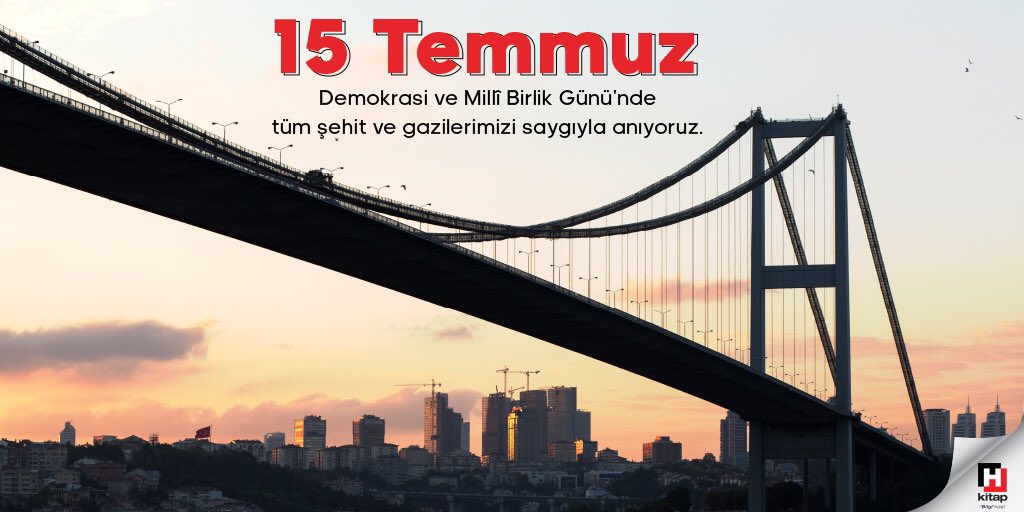 hurriyetkitap_'s tweet photo. 15 Temmuz Demokrasi ve Milli Birlik Günü'nde tüm şehit ve gazilerimizi saygıyla anıyoruz. https://t.co/yH3cyM8o4w