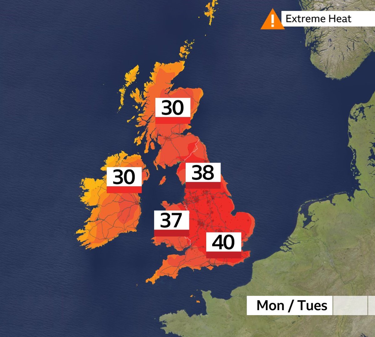🌡️Record heat and possibly the first 40C day🥵

I never thought this would be possible so soon

⚠️Big impacts to health, travel and power possible 

More on <a href="/BBCBreakfast/">BBC Breakfast</a> bbc.co.uk/weather