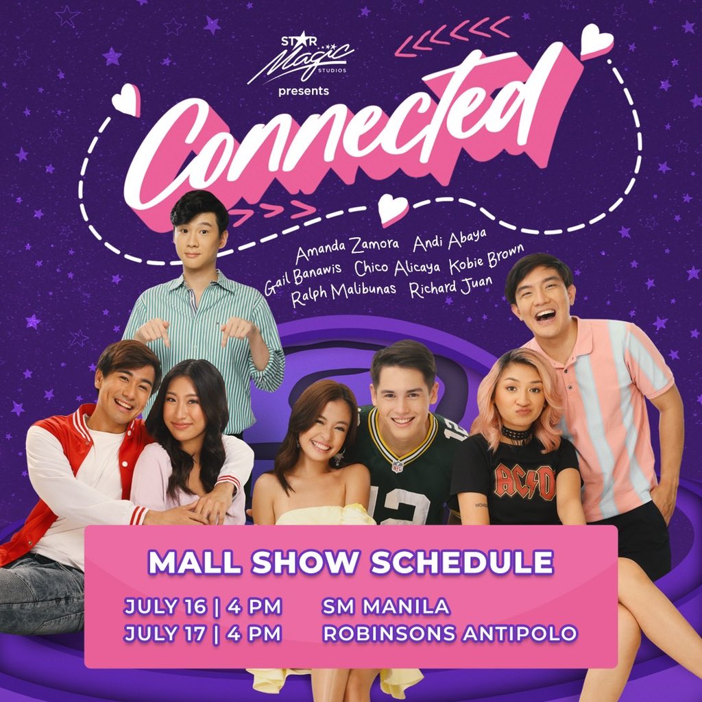 starmagicphils's tweet photo. Maging CONNECTED sa SAYA at BONDING ngayong July 16 | SM Manila at July 17 | Robinsons Antipolo with Amanda, Chico, Richard, Gail, Ralph, Kobie &amp; Andi sa #ConnectedMallShow💕 See you mga Kapamilya! #ConnectedTheMovie #StarMagicStudios ✨ https://t.co/smewimQevh