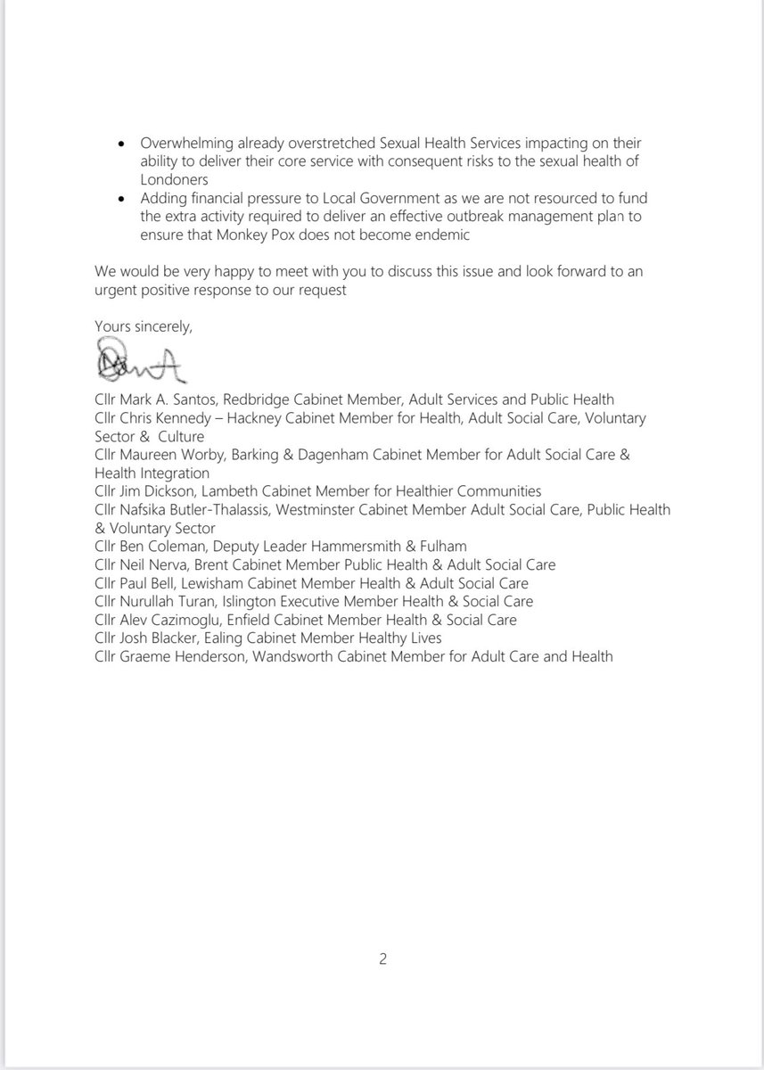 We’re Labour London Council Health Lead Members & have written to @SteveBarclay supporting the  #MonkeyPox #ConsensusStatement calling on Government for a funded coordinated plan to avoid the unnecessary risk of #MonkeyPox becoming endemic & -ve impacting sexual health services