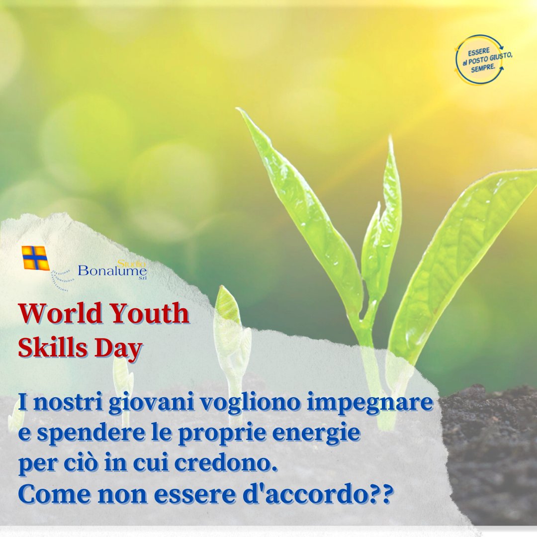 🌱Leggi di più sul nostro blog: studiobonalume.com/post/giovani-d…

#WorldYouthSkillsDay #GiornataMondialeDelleCompetenzeGiovanili #Giovani #GenerAzioni #GiovaniELavoro #GiovaniEFuturo   #CapitaleUmano #SoftSkills #Sostenibilità #EconomiaCircolare #CostellazioniFamiliari