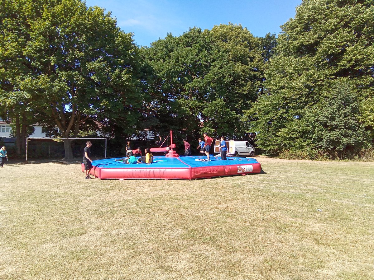 FirsFarm_Sch's tweet photo. Year 6 have used part of their enterprise money on a Last Man Standing game and are having a cooling water fight.  Well deserved Year 6! https://t.co/dqL9DrzBIQ