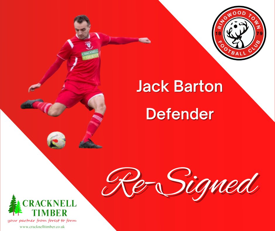 ringwoodtownfc's tweet photo. ✍️Four players have re-signed for the new season.

Last season's top scorer @harry_smith_1 returns⚽️⚽️

 @CallumHorton14 @C16Hitch and Jack Barton back in defence.
🔴⚪️ https://t.co/ONJlu8rx3y