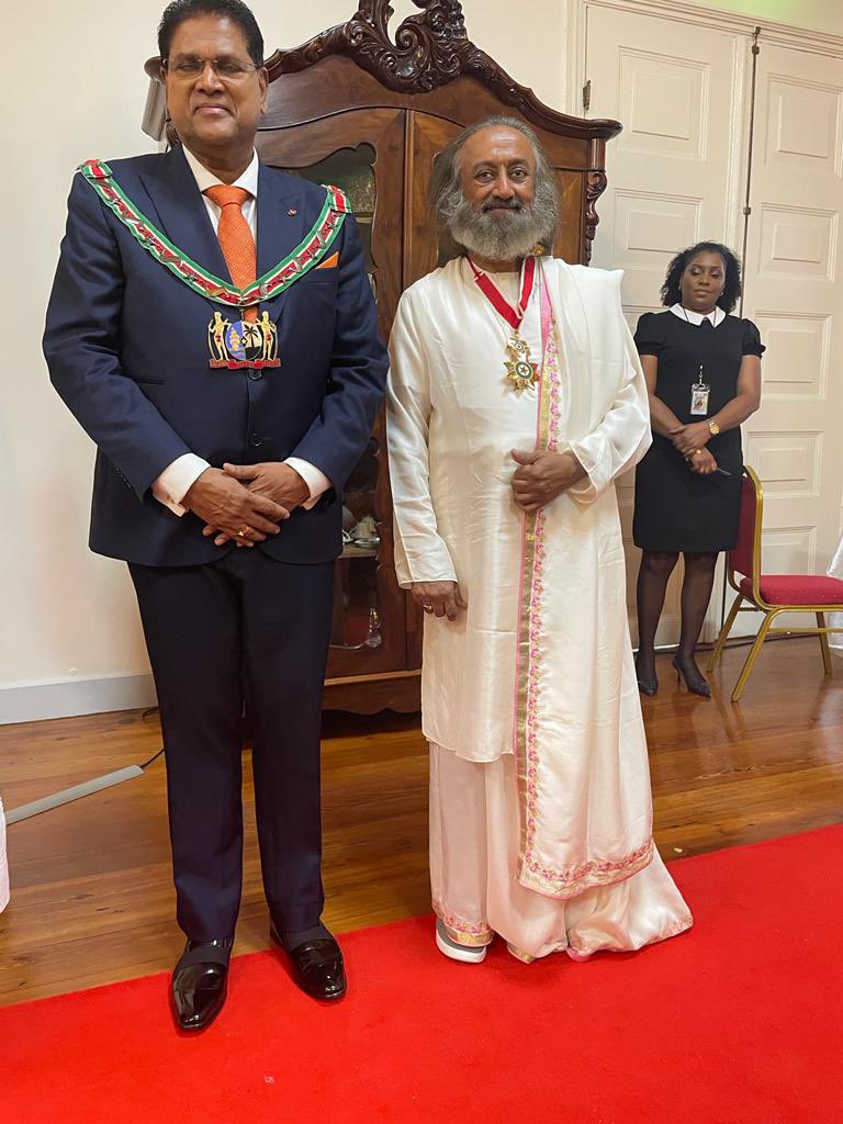 PBSHABD's tweet photo. @IndEmbSur @SriSri Gurudev Sri Sri Ravi Shankar honoured with Suriname’s highest civilian award

https://t.co/KFu4UfXhEK

@SriSri 
@IndEmbSur
@ArtofLiving 
@OfficeOfGurudev https://t.co/bJ5NH3cG39