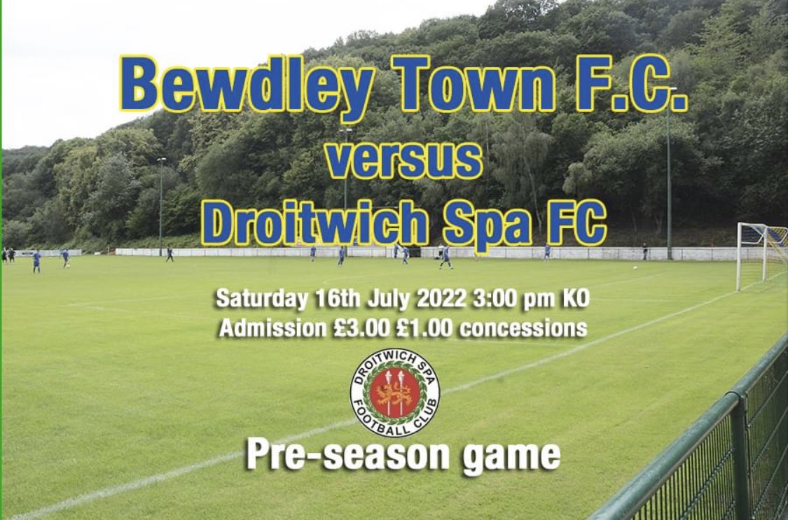 <a href="/BewdleyTownFC/">Bewdley Town FC</a> Bewdley back in pre season action on Saturday v <a href="/DroitSpaFC/">DROITWICH SPA FC</a> - ko 3.00om