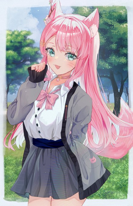 #skeb
リクエストありがとうございました〜🥰🙏🙏🙏ケモ耳少女…可愛すぎます🥰 