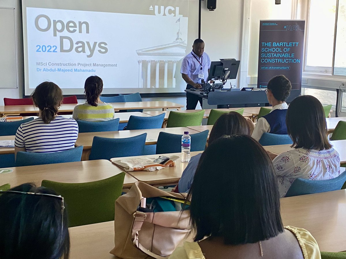Our @UCL_BSSC #UCLOpenDays session is underway and we are introducing our new #undergraduate degree Construction Project Management MSci.
