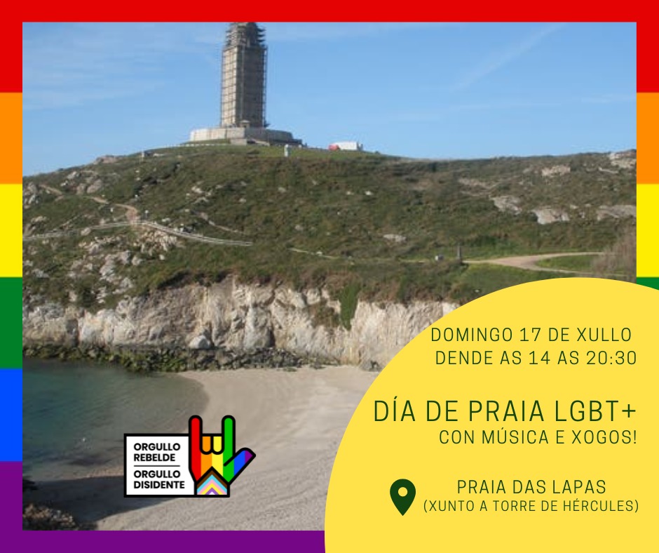 OCorunha's tweet photo. 🏖️ Pechamos as nosas actividades cun día de praia!! Vemonos este domingo dende ás 14 horas na praia das Lapas!!

🏳️‍🌈🏳️‍⚧️ Orgullo rebelde, orgullo disidente!! 🏳️‍⚧️🏳️‍🌈 https://t.co/Y5WLTiF6j4