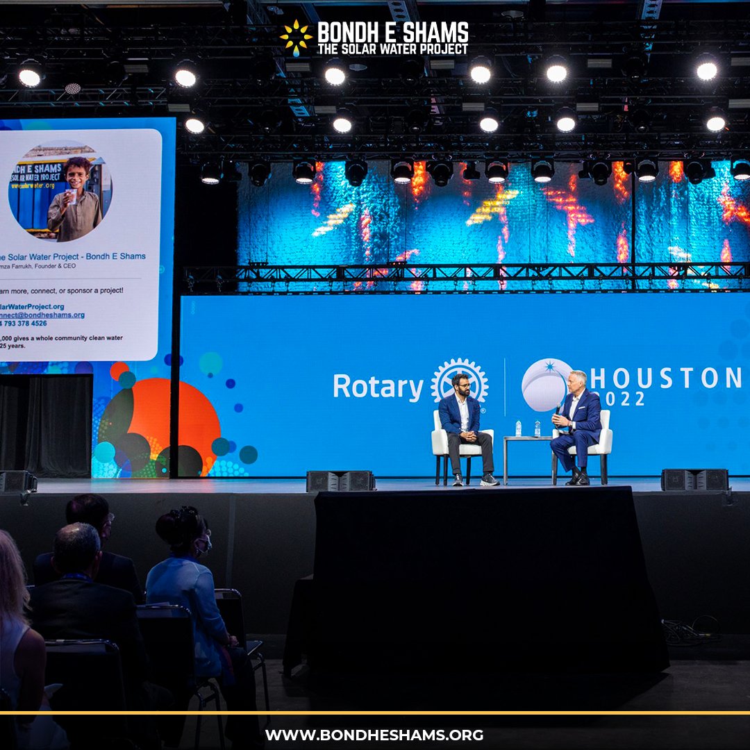 bondheshamsinc's tweet photo. @hamzafarrukh's Rotary talk in Houston, Texas 🇺🇲 last month was huge and we are immensely proud of him for presenting our work at Bondh E Shams at the forum attended by 10,000 people approx. 🤩

#Sustainablesolutions  #safewater #BondhEShams #OASISBox #SolarWaterProject https://t.co/elQbMNH0HX