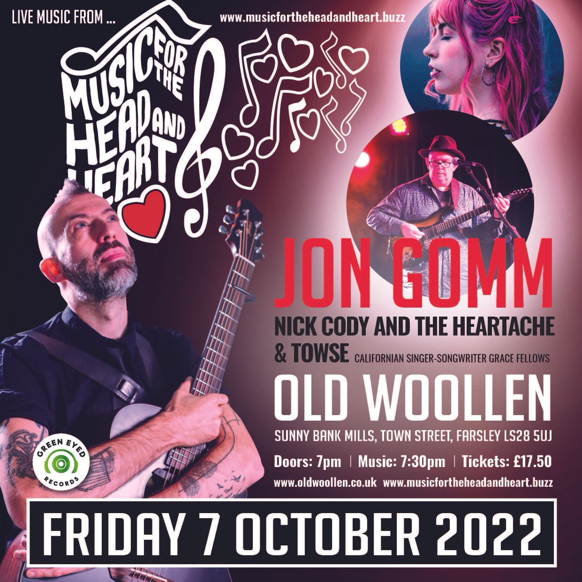 Head & Heart Showcases. are back!! Don't miss @jongomm  7 Oct 7pm @OldWoollen Tickets Available now: ow.ly/2X8w50JWC1z @gr8musicvenues @LeedsGigGuide @YorkshireGigGui @Yorkshire_Gigs @LeedsGigs_ @LeedsGigGuide @YorkshireMC @leedsmusicscene