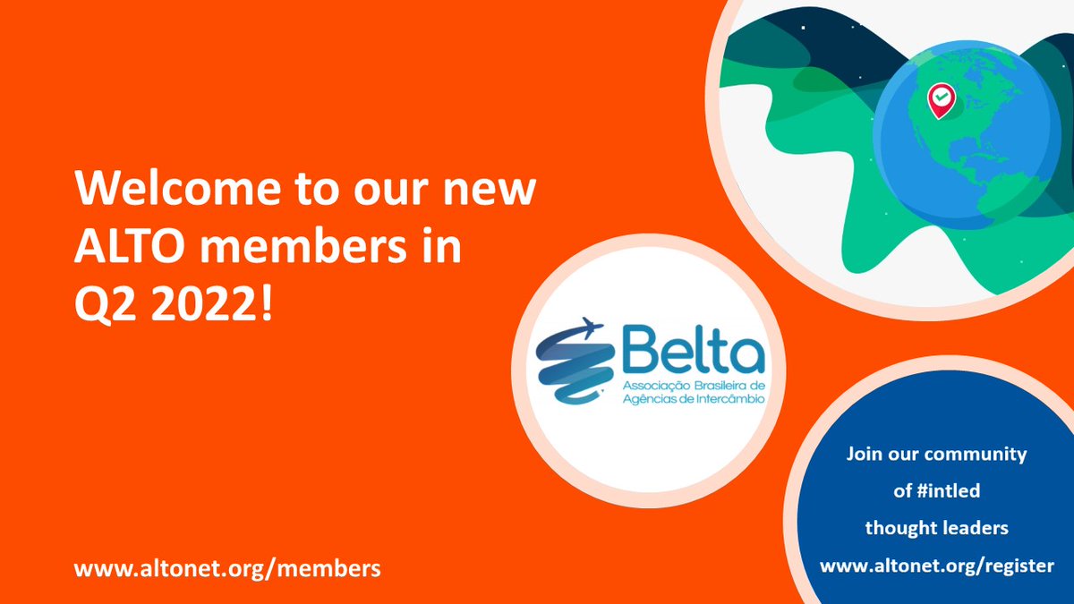 Welcome to our new members! #8 as excellent agency member DBM Education and #9 pillar association BELTA, you could be #10 new member in 2022! 
Contact us for #entrycriteria and be part of a network of business owners and decision makers in #intled! #ALTOcpd #ALTOgather