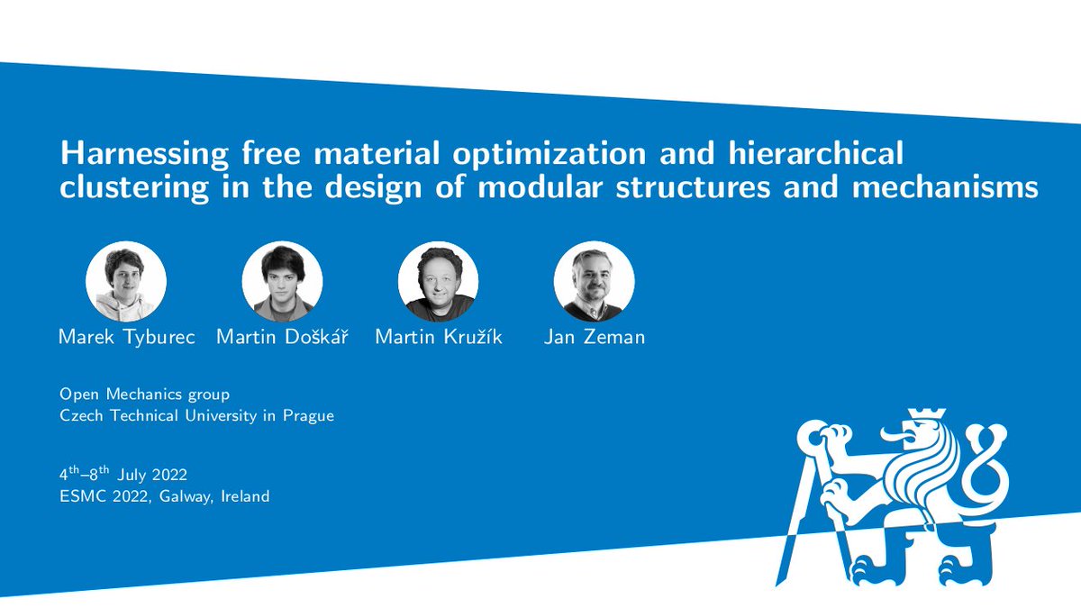 Open_Mechanics's tweet photo. We are back from @ESMC2022 conference. What an eventful week; kudos to the organizers. @DoskarMartin and Benjamin Werner gave talks on #modular-topology optimisation and quasi-continuum #XFEM, respectively. It was great to see you all in person again! #GACR_EXPRO #OPVVV https://t.co/iypf4jisDb