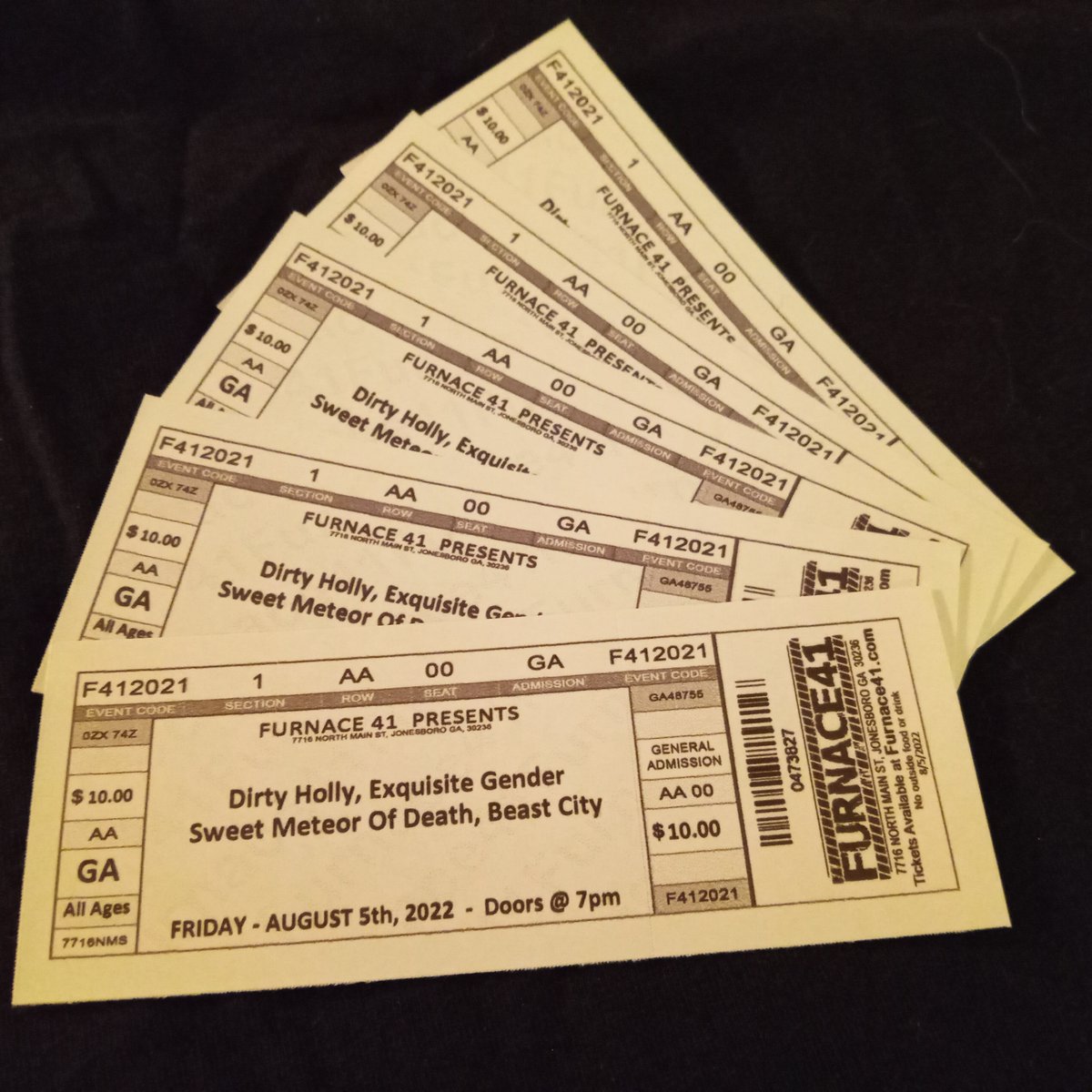 ExquisiteGender's tweet photo. @ExquisiteGender now has discounted tickets for our Friday, 8/5 concert at Furnace 41 with DIRTY HOLLY, Beast City, and Sweet Meteor of Death! $10.00 and NO FEES! Hit us up at exquisitegender@gmail.com and let us know how many you need. #discounttickets #rock #supportlocalbands https://t.co/jEgEApRqm6