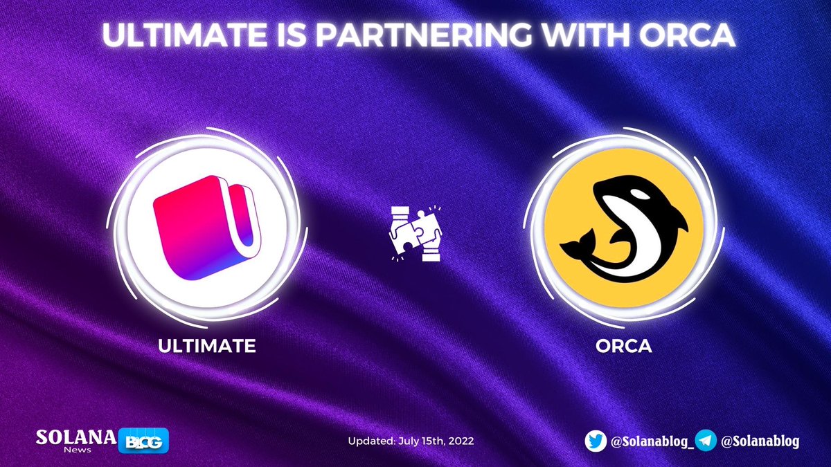 Solanablog_'s tweet image. 🎉@UltimateMoney is partnering with @orca_so 

#Ultimate - Your crypto wallet to safely navigate decentralized finance (#DeFi). Earn yield with vetted protocols. Swap tokens on verified exchanges🤩

#SolanaBlog #SOL #SOLANA #Orca