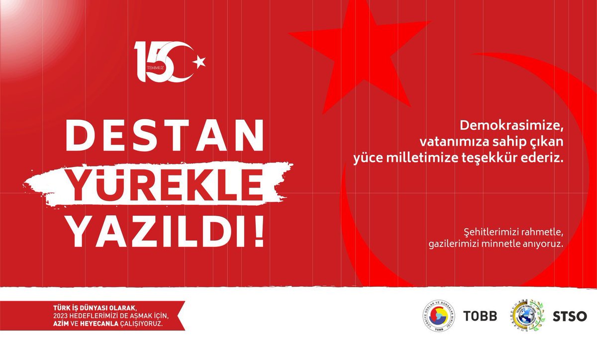 SiirtTSO's tweet photo. Demokrasimize, vatanımıza sahip çıkan yüce milletimize teşekkür ederiz. 

Türk iş dünyası olarak, 2023 hedeflerimizi aşmak için, azim ve heyecanla çalışıyoruz. 

Şehitlerimizi rahmetle, gazilerimizi minnetle anıyoruz.

#TürkiyeAşkına 🇹🇷
#DestanYürekleYazıldı 🇹🇷 https://t.co/SwH2KQuvHu