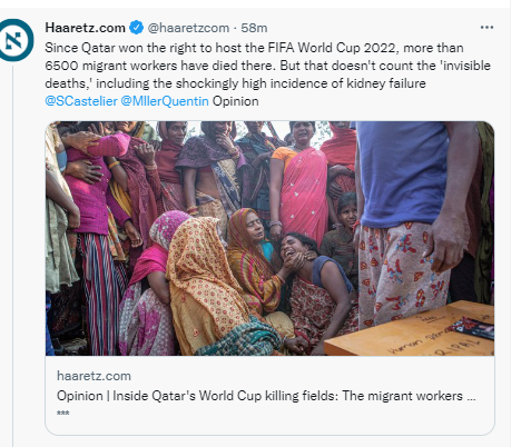 SalehAisha_2's tweet photo. According to Nepali embassy data, out of 350,000 Nepalis in #Qatar, 100 to 150 die each year in their workplaces.
#KillingFields #migrantworkers #nepaliworkers https://t.co/JZWV5U0LWd